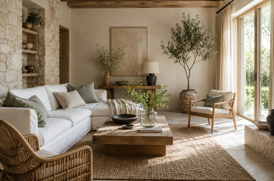Déco naturelle : bois, lin, pierre et couleurs apaisées
